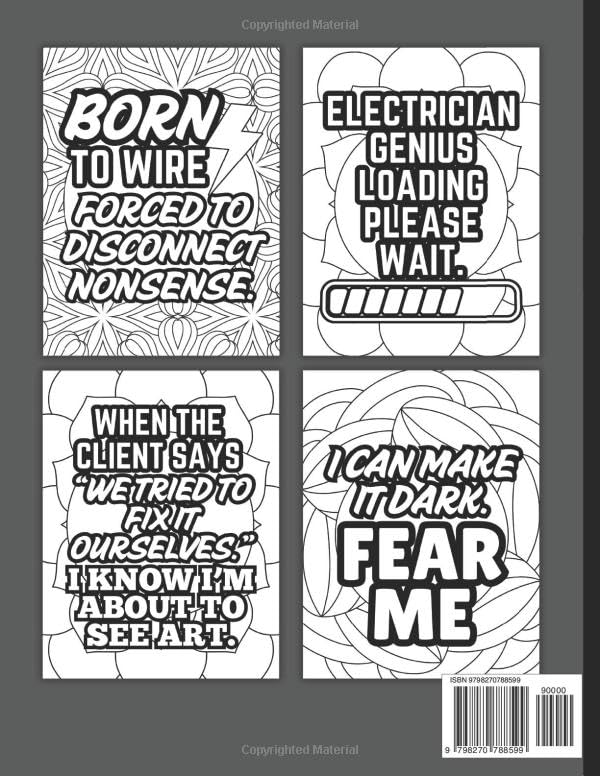 Electrician Life & Laughs: Funny Gift Coloring Book for Electricians, Linemen & Electrical Technicians: Relaxing Stress Relief Pages with Hilarious Quotes Relatable Work Moments image 3