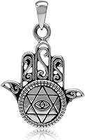 Vista 1 de Silvershake 925 Sterling Silver Hamsa Hand of Fatima Charm Pendant