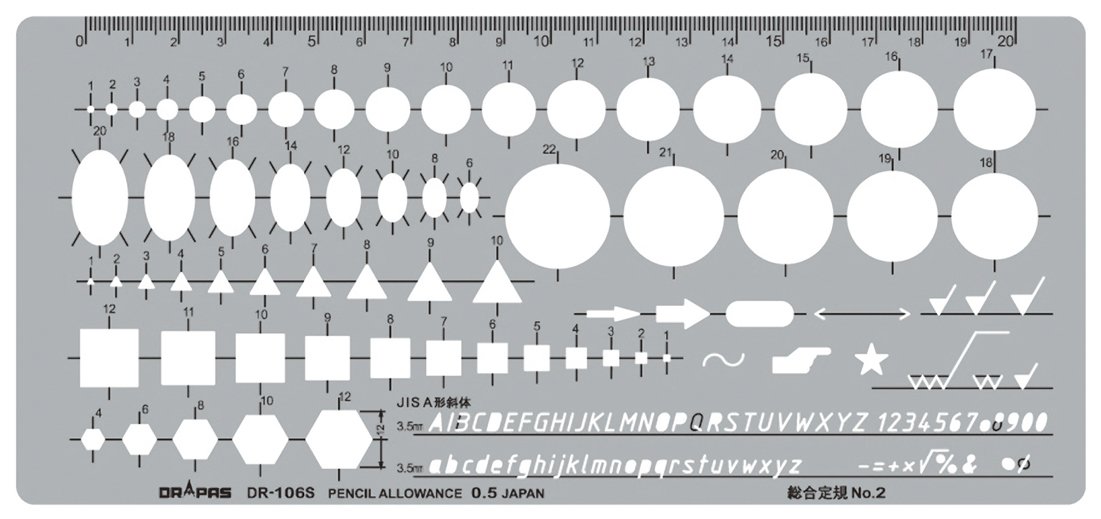Règle S 106S Dorapasu 32106S pochoir de traçage géométrique importé du Japon