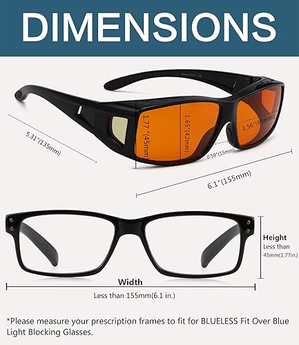 Miniatura 3 de BLUELESS Fitover - Lentes de dormir para computadora con bloqueo azul con color naranja, color negro