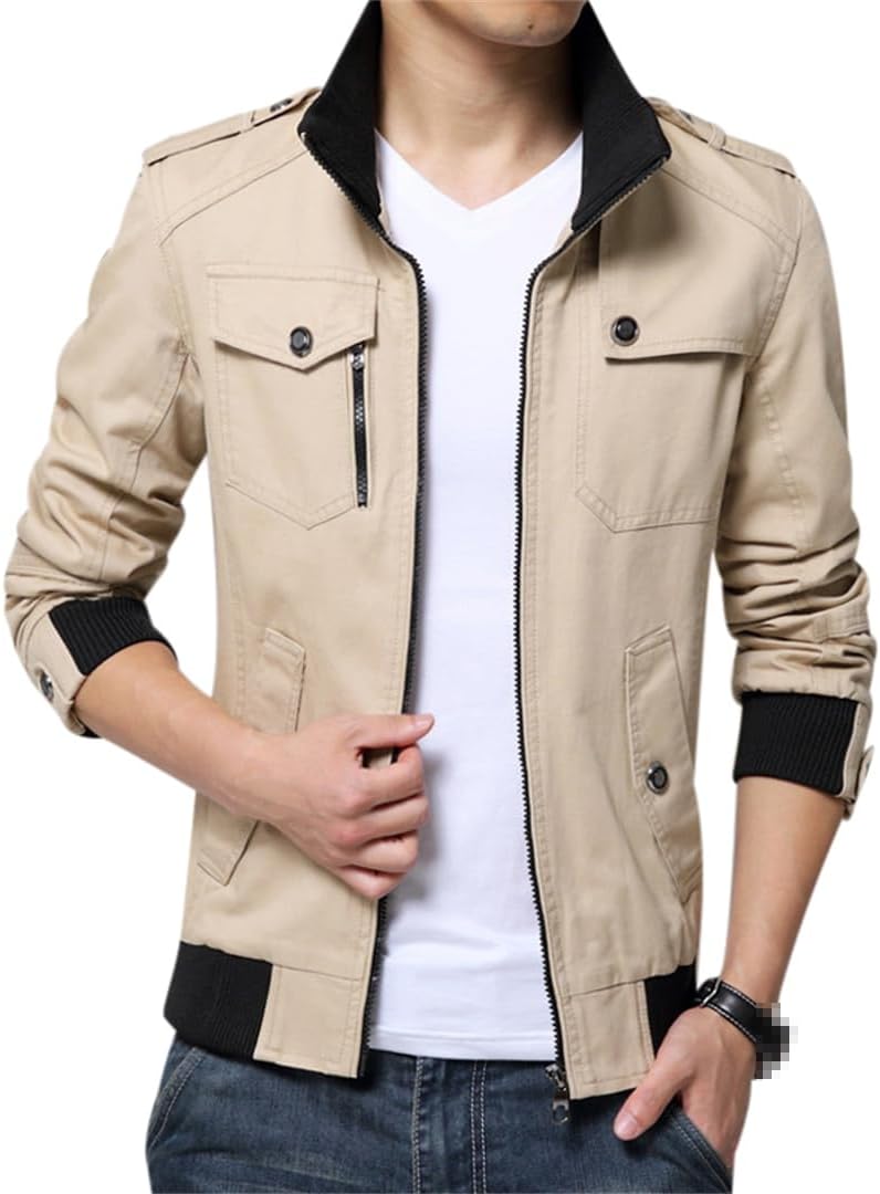 Men's Spring Autumn Jacket Men solid Cotton Red Black Jacket Mens Bomber Jackets And Coats