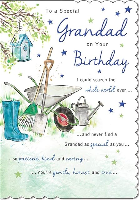 Piccadilly Greetings Group Ltd To A Special Grandad On Your Birthday Card Garden Scene,grey|green|beige,7 x 5