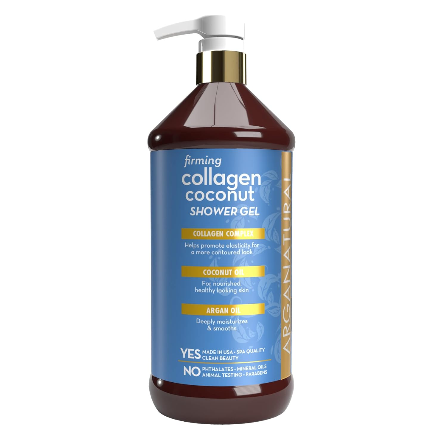 Arganatural Firming Collagen Coconut Shower Gel, Moisturizing Body Wash with Argan Oil (32 Ounces/960 Milliliters) - Image 2