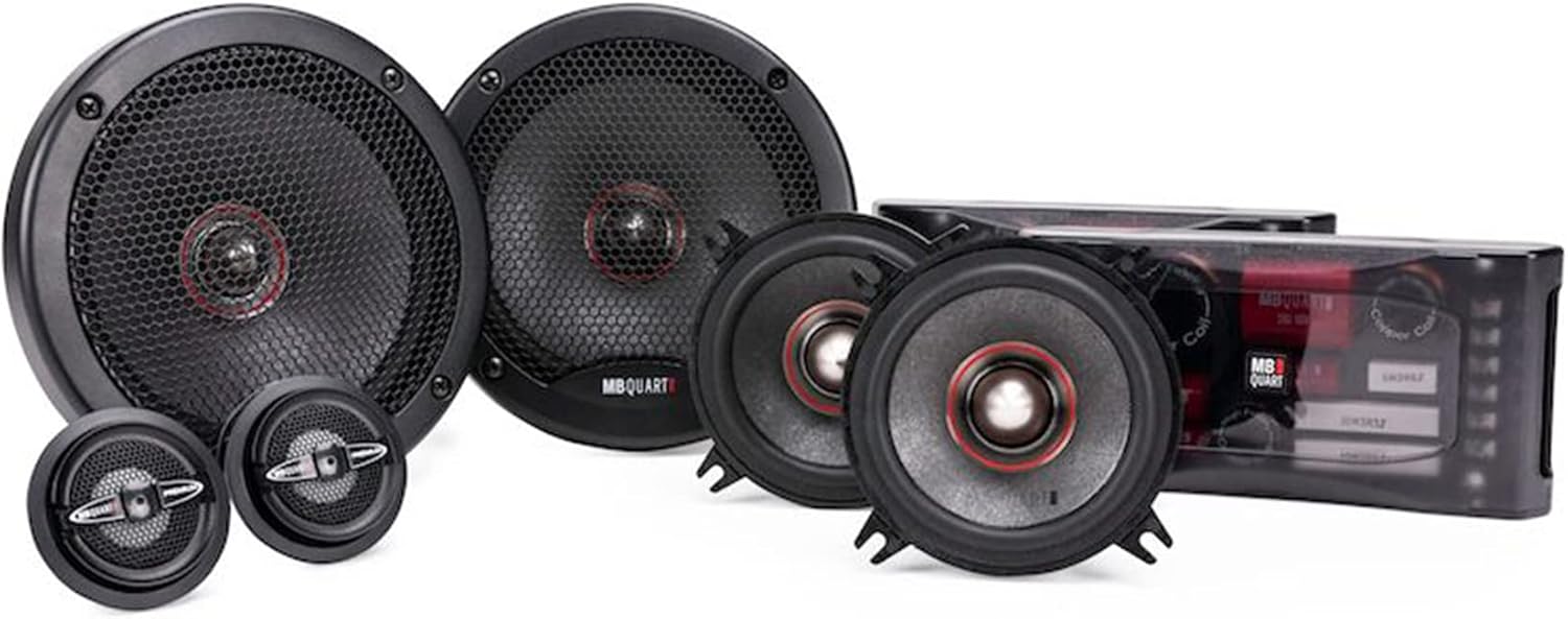 MB Quart PS1-316 3-Way Component Car Speaker System including woofers, tweeters, and crossover network