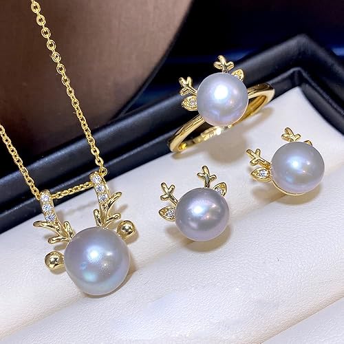 Miniatura 3 de Natural Pearl Jewelry Set for Women Mother Girls, Freshwater Cultured Pearl Set, Black White Blue Purple Pearl Butterfly Swan Gold plated Diamond