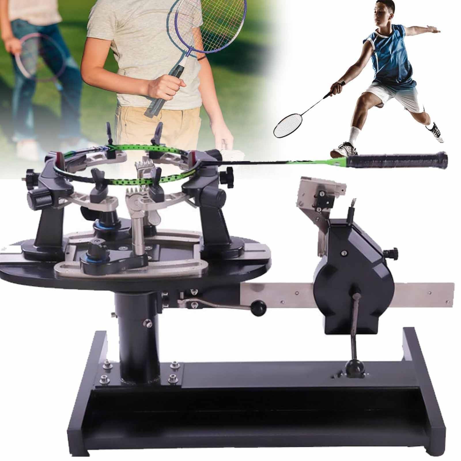 Incordatrice per racchetta a doppio scopo per badminton e tennis, include strumenti di trazione completi e giradischi a 360 gradi per infilare senza sforzo