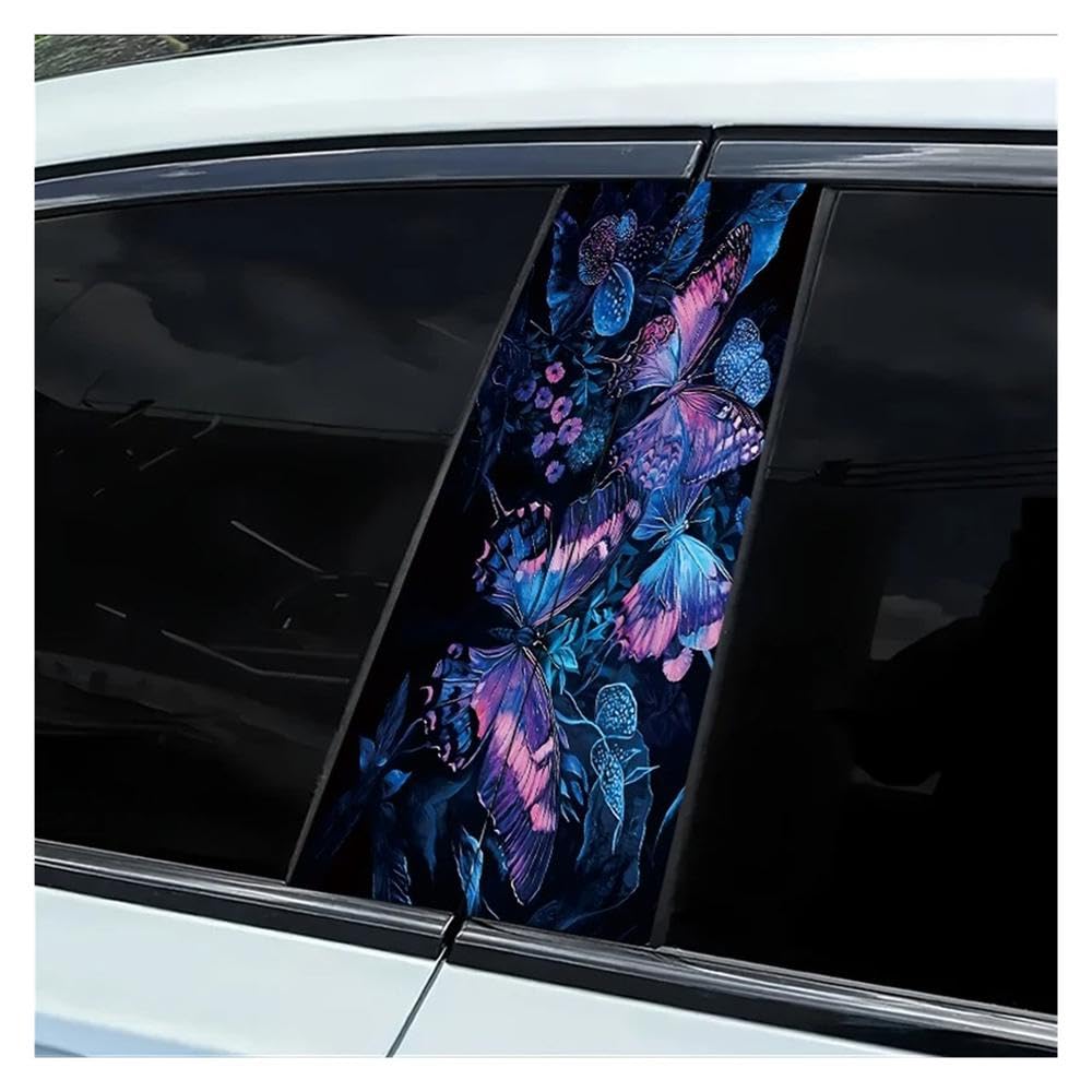 Auto Accessory 2 Pieces of Car Window Pillar Stickers Butterfly Smooth Material Protection Film