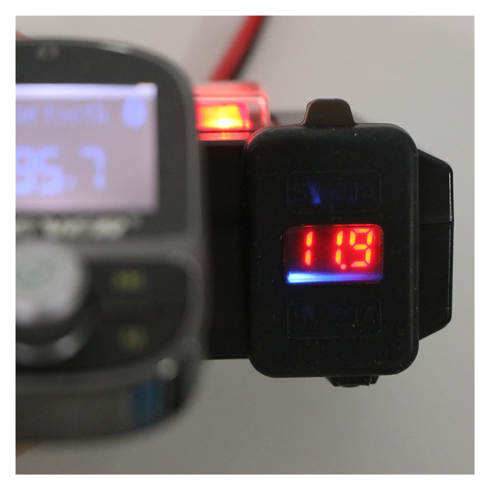ładowarka samochodowa, Woltomierz do zapalniczki motocyklowej 3 w 1 z wyświetlaczem cyfrowym, wodoodporny, szybkie ładowanie USB