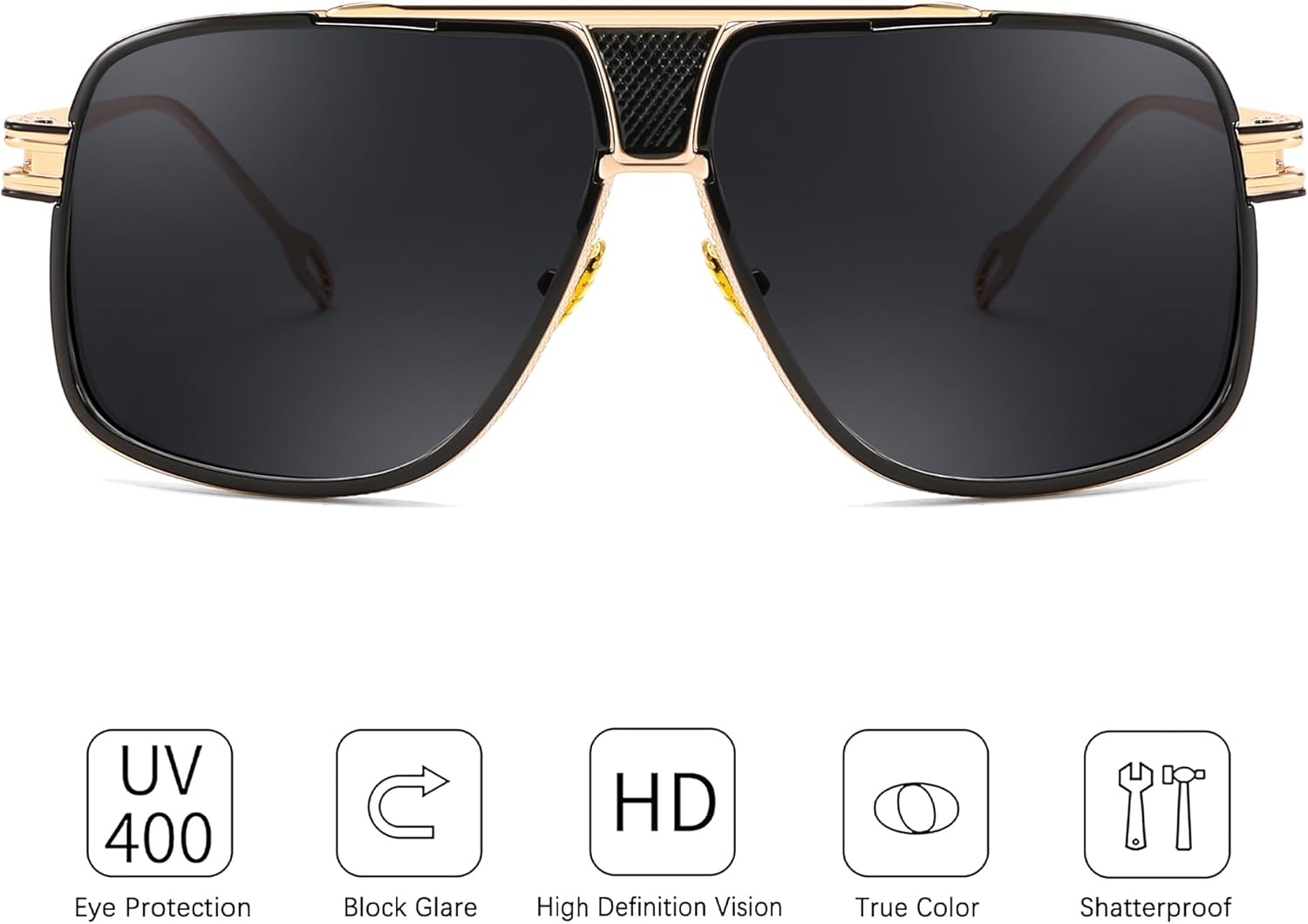 FEISEDY Sunglasses Mens Oversized Retro Metal Steampunk Shades Sunnies Fishing Driving B0272 - Image 6