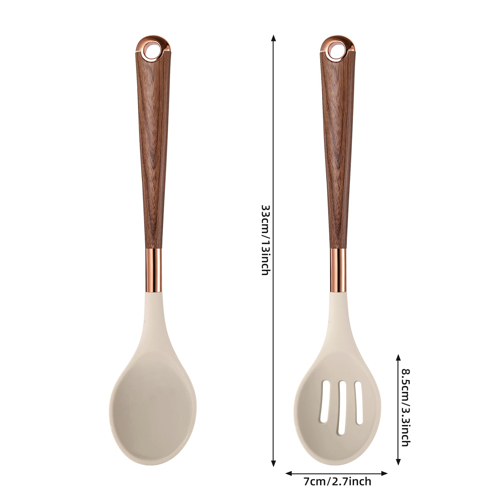 MANJIA Cucharas de cocina de silicona sólidas y ranuradas, antiadherentes, resistentes al calor, juego de cucharas de cocina de silicona resistentes para mezclar, servir, revolver, freír, untar 2