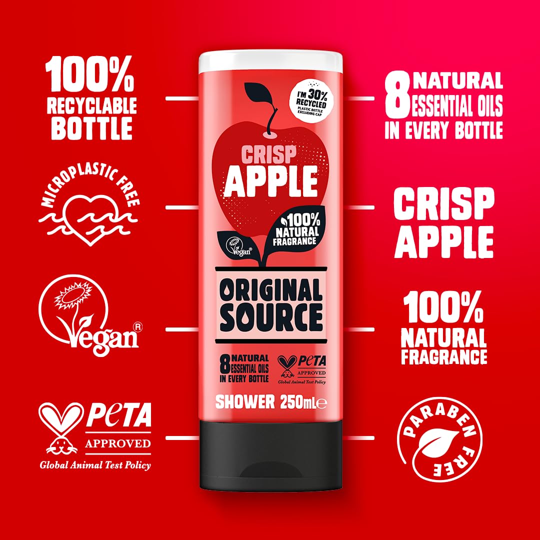 Original Source Crisp Apple Shower Gel with 100% Natural Fragrance, Vegan Shower Gel, Paraben Free Body Shower Wash - Image 2