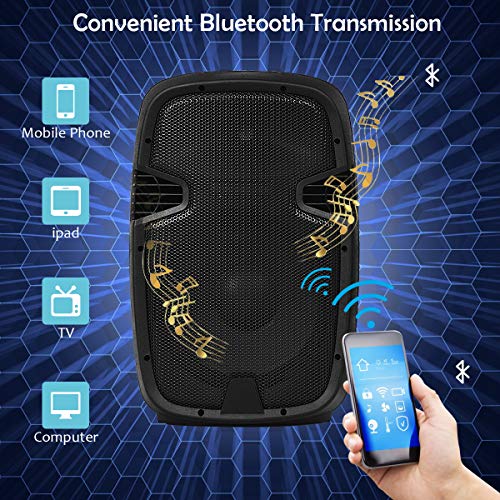 Goflame 2000W 2-Way Powered Speakers, 12" Portable Dual Speakers Pa System With Bluetooth, Usb Sd Card, Aux Mp3 Fm Radio, Microphone, 2 Tripod Stands, Remote Control And Cables, Indoor And Outdoor Use #TOP5
