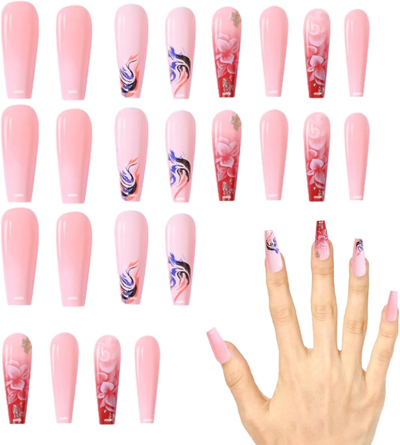 ロングバレリーナ フレンチ イニシャル ネイルチップ ちゅるん ロング