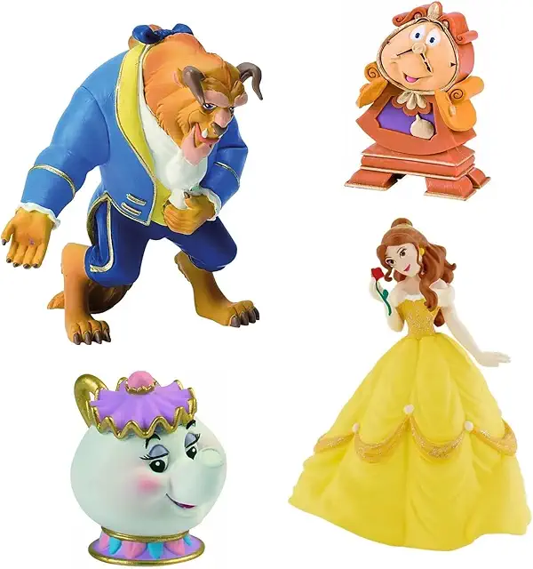 Beauty and the Beast Figurines Set - Belle, Beast, Cogsworth, Mrs Potts