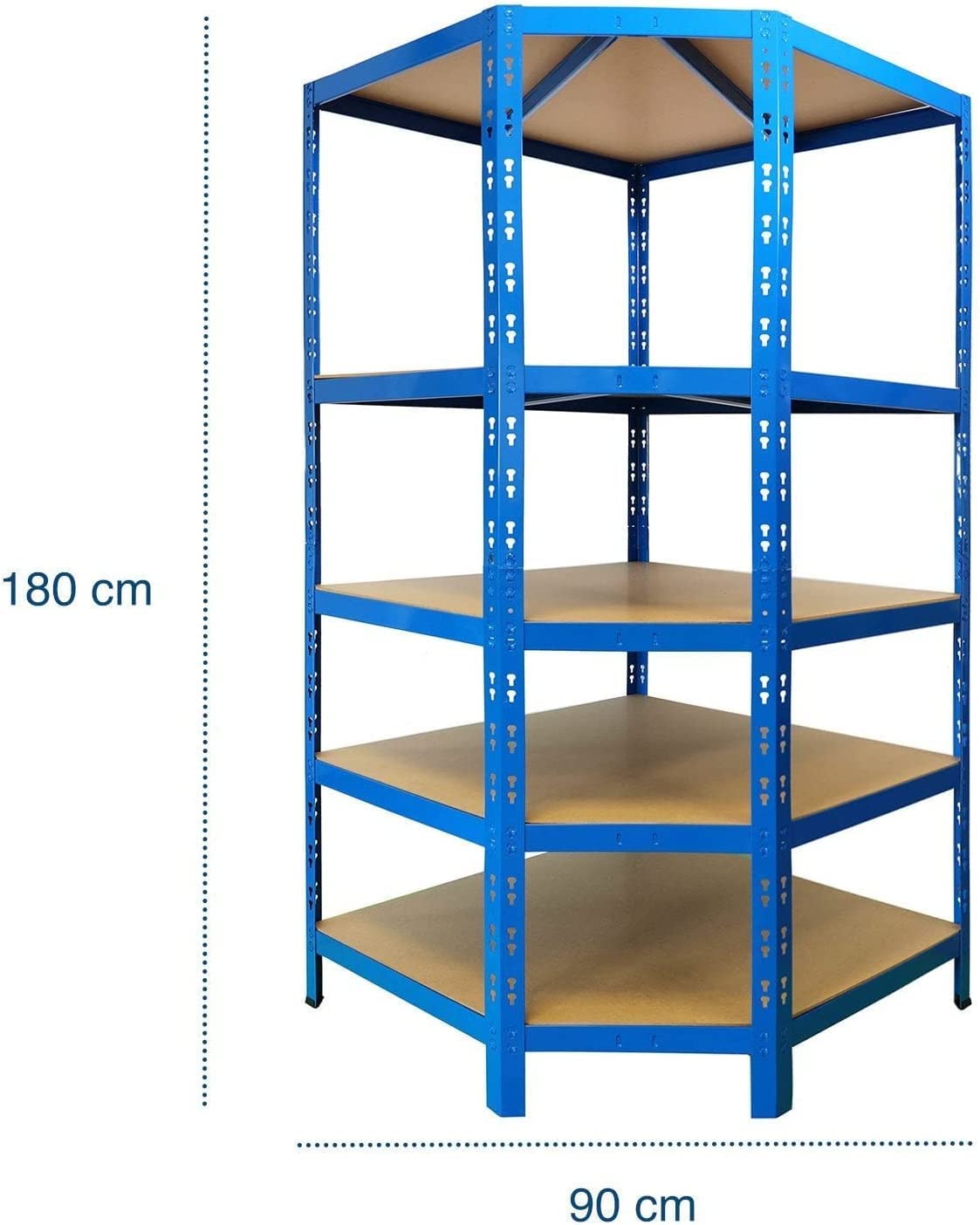 Karat Scaffale portaoggetti per carichi pesanti per Garage, Cantina, Atelier - Scaffale a griglia - Mensola angolare - Mensola per pneumatici (ripiano angolare blu, 180 x 90 x 42 x 60 cm)