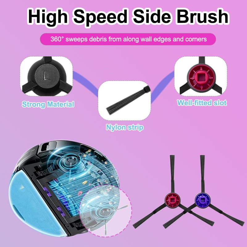 Image of E20 Plus Replacement Parts Compatible with Eureka E20 Plus Combo Robot Vacuum, Accessories Including 1 Main Brush,4 Side Brush,4 mop Pads,4 Hepa Filter