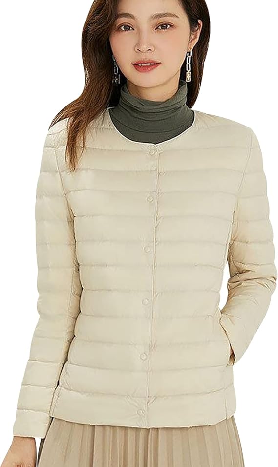 Lightweight Down Jacket Women Collarless Packable Puffer Jackets Women