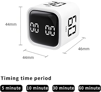 QUMOX Pomodoro Timer, Cube Productivity Timer with Adjustable Sound, White