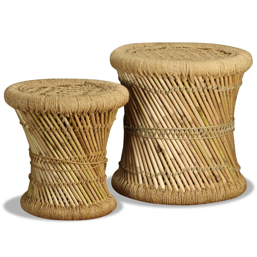 Solivagant Tabourets Lot de 2 Bambou et Jute,(5 KG)