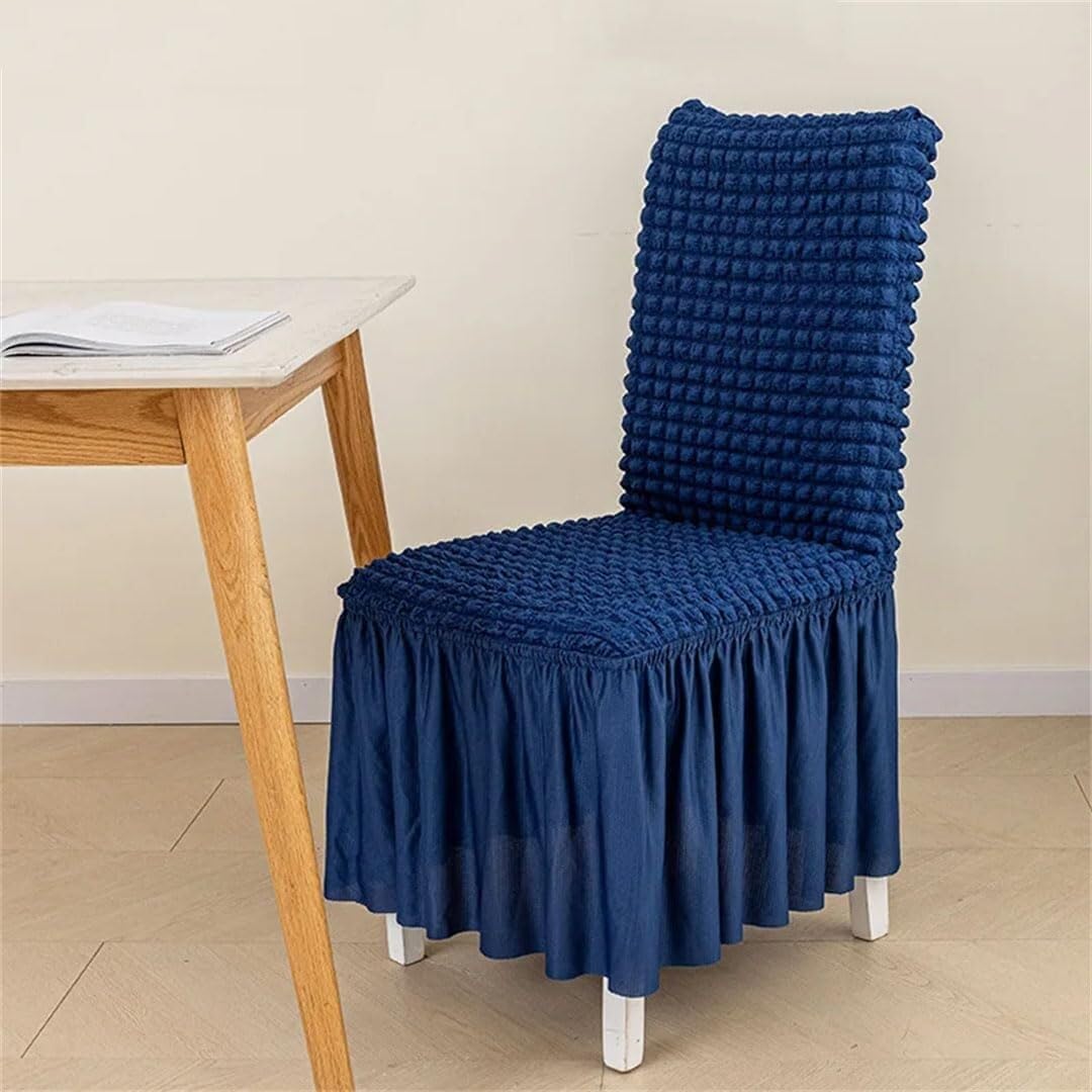 PBTMCD Seersucker Skirt Chair Covers Set Of 2 Stretch Washable Slipcovers For Dining Room Banquet Wedding Seat Protector(#90)