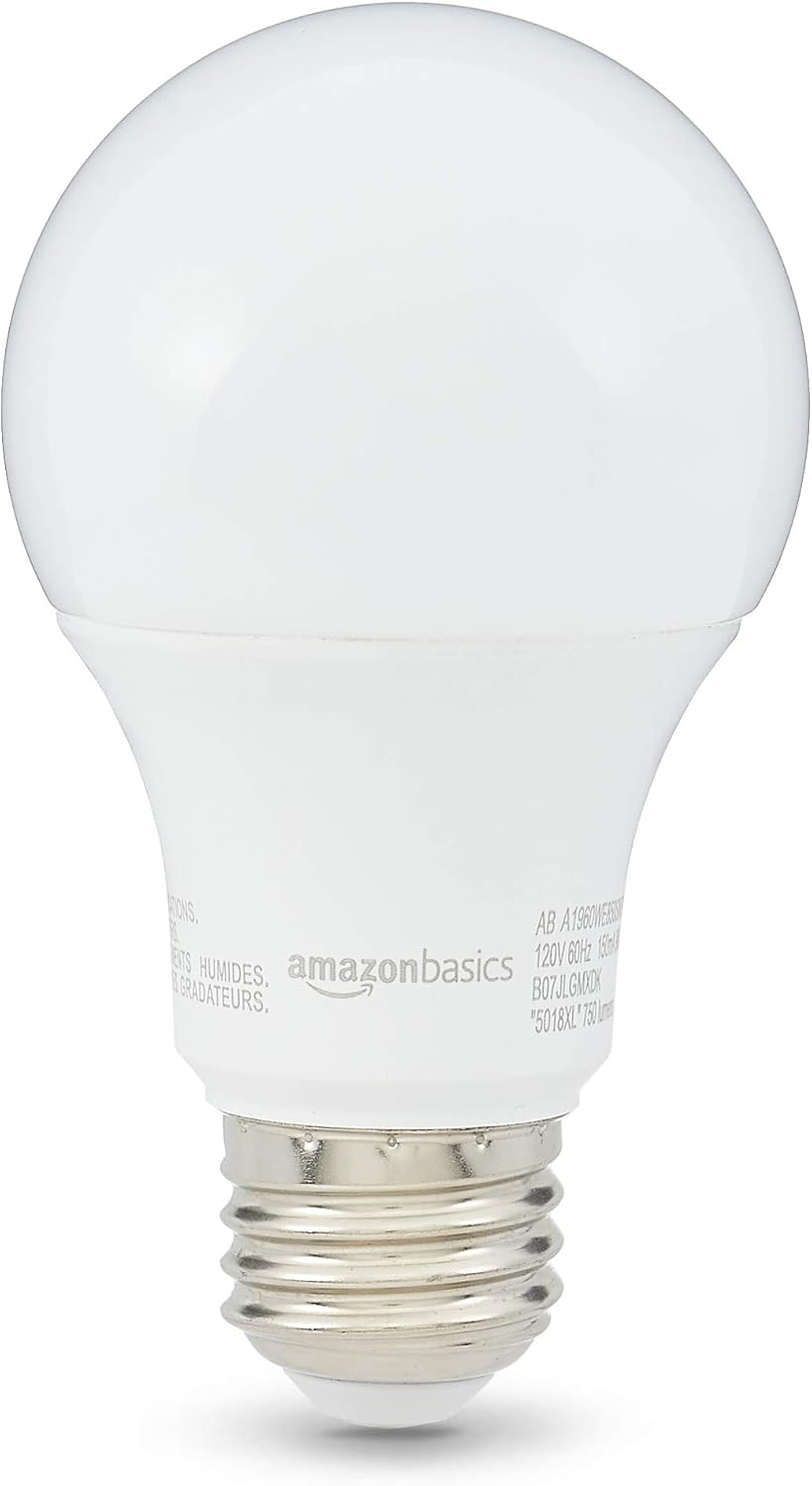  Basics 60W Equivalent, Daylight, Non-Dimmable, 10,000 Hour Lifetime, A19 LED Light Bulb | 6-Pack - - 
