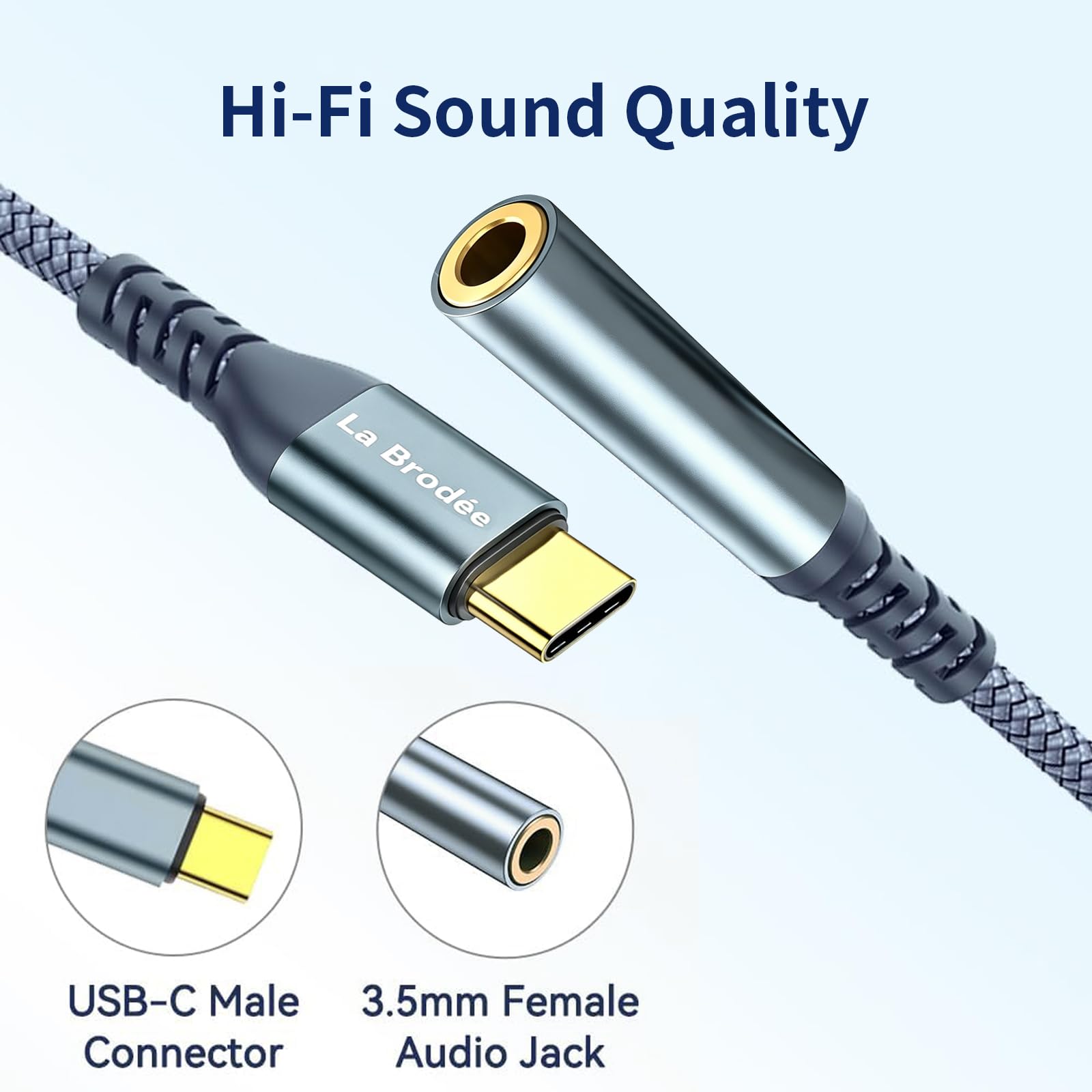 La Brodée Adattatore per cuffie da USB C a jack da 3,5 mm, confezione da 20 pezzi da tipo C a 3,5 mm, adattatore per cuffie Aux a USB C, compatibile con Galaxy Pixel, iPhone, i Pad Pro, Huawei, Xiaom
