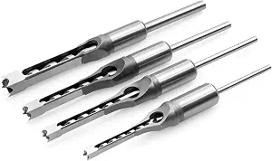 4 Pcs Square Woodworking Hole Chisel Bit Set, Mortise Machines High-Speed Steel Mortising Drill Bit, Precise Woodworking Hollow Chisel Bits