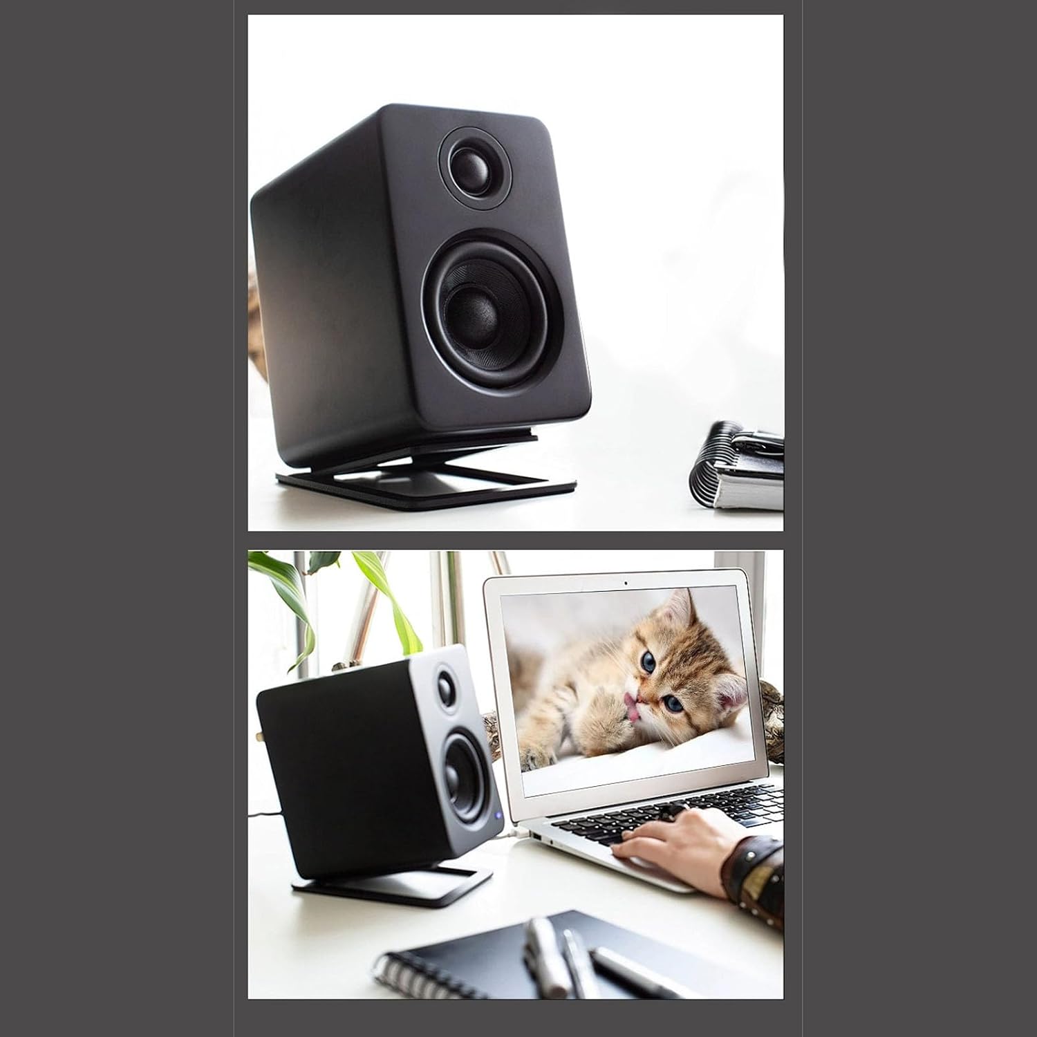 Tilted Desk Speaker Stand Minimalist Design 2pcs Speaker Riser for Computer Speakers Elevated Stand for Better Sound Quality Aluminum Alloy Material