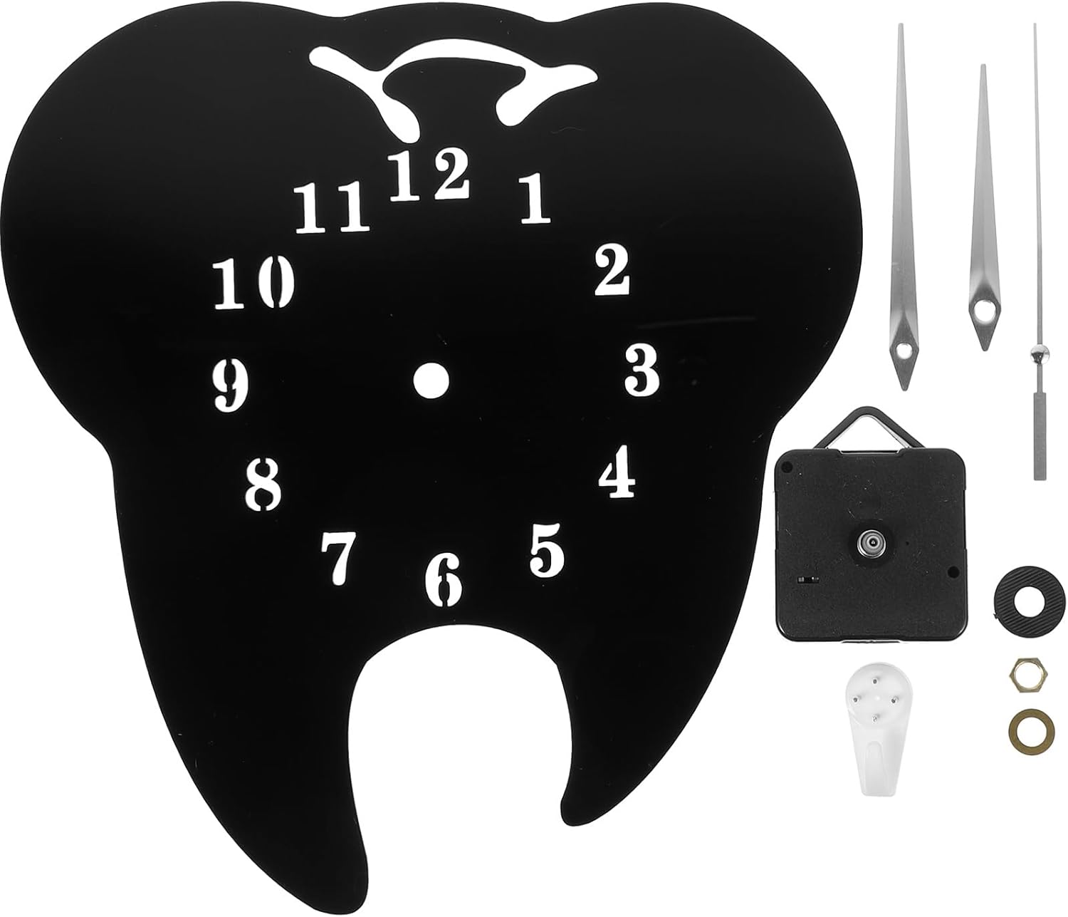HOMSFOU Tooth Shaped Mirror Wall Clock Acrylic Silent Non Ticking Decorative Hanging Clock for Dental Office Home Kitchen Bedroom 10.62X9.84In