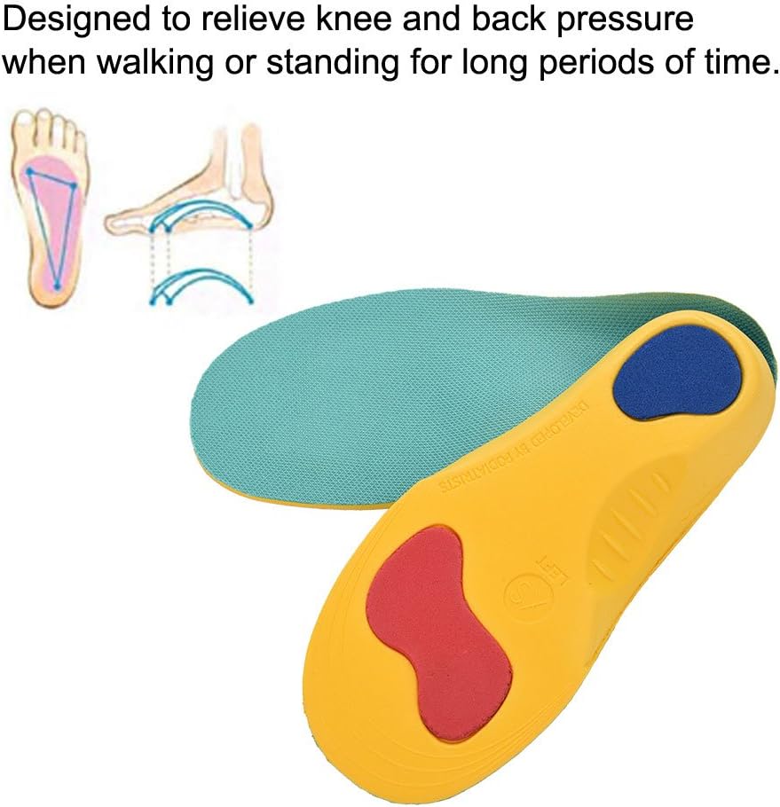 Orthotic Insoles for Kids Prevent, Foot Valgus, Foot Pronation etc Breathable Shockproof 3D Shoe Pads Inserts Boys Girls (S)