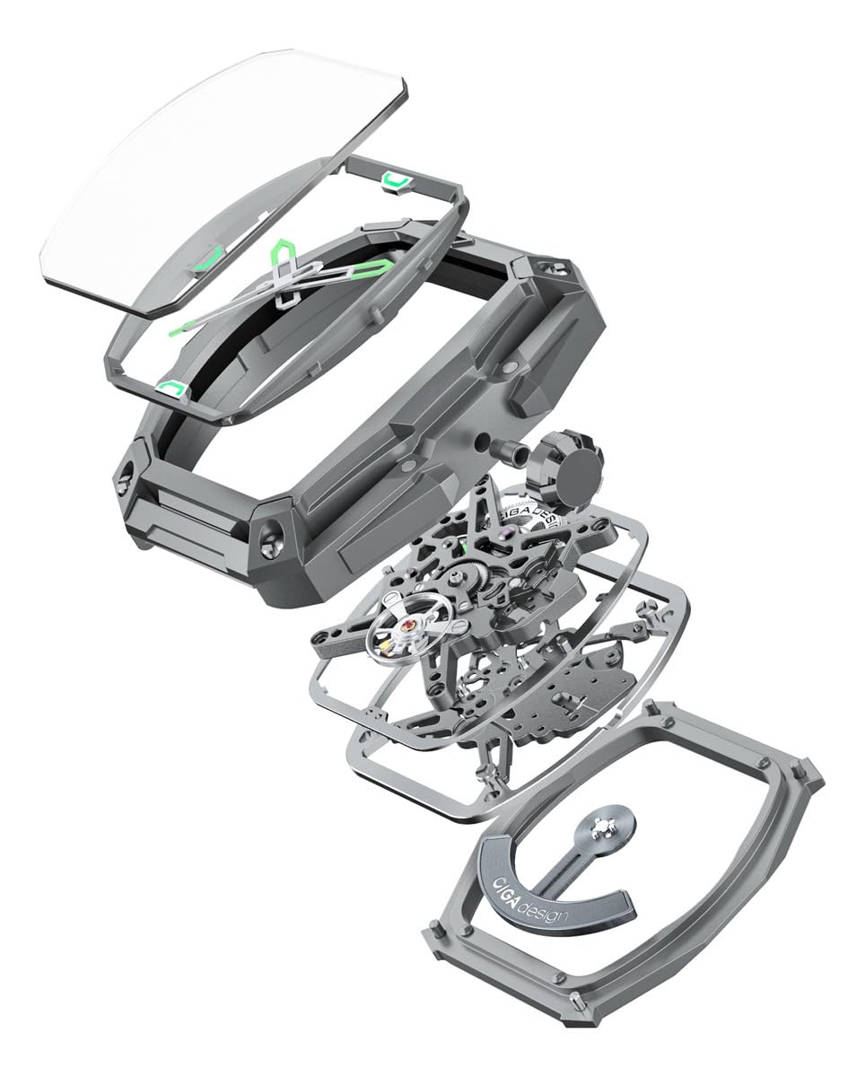 CIGA Design Z Series Hunter Automatico Acciaio Scheletrato Tonneau Zaffiro Orologio Uomo