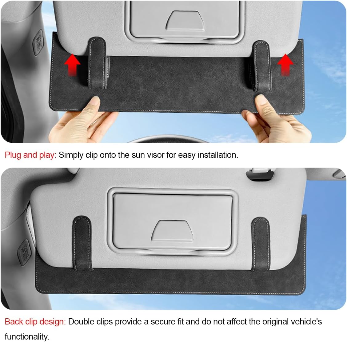 BESULEN Car Sun Visor Extender, Adjustable Anti-Glare Vehicle Sun Blocker Extension, Clip-on Automotive Interior Sunshade Attachment for Safe Driving, Universal for SUV RV Truck (Snow Grey)