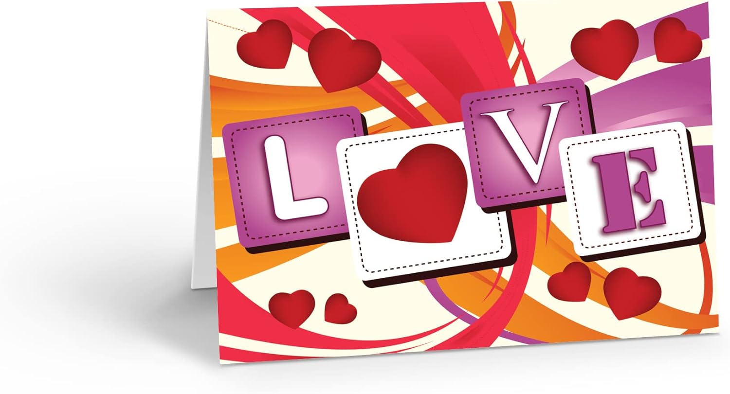Stonehouse Collection Valentine's Day Boxed Note Cards - Love & Hearts - Great For Kids - Bulk Valentines Day Cards (Love)
