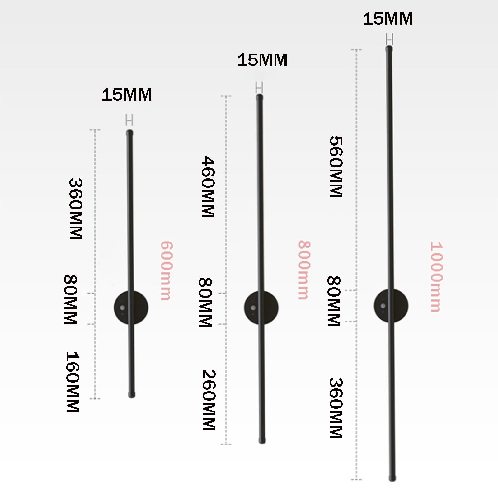 LED Wandleuchte Innen mit Bewegungsmelder Dimmbar Wandleuchte mit Wiederaufladbarem Akku Nachtlicht USB Wiederaufladbare Magnetische Art Lampen für Ohne Stromanschluss (Schwarz,100CM)