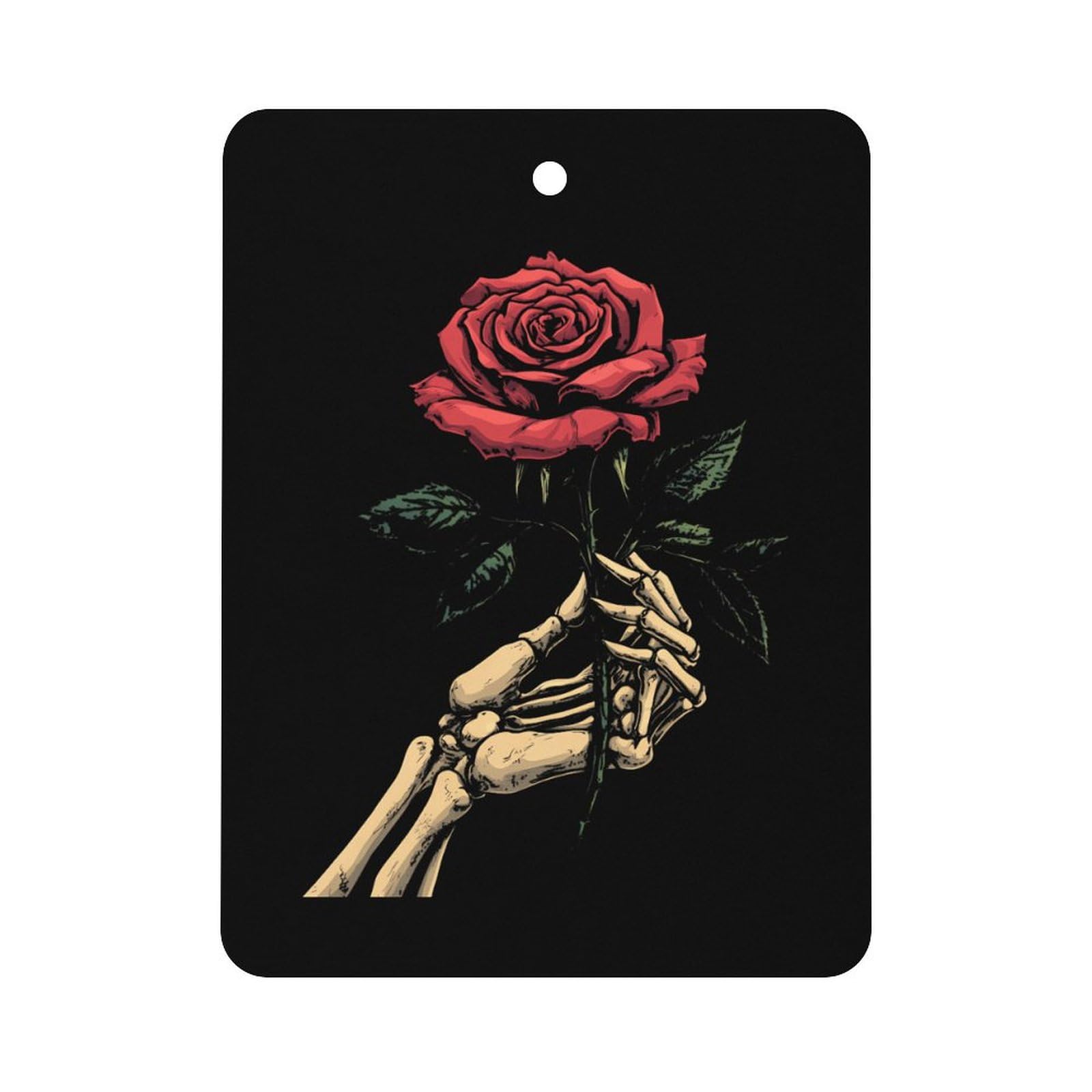 Skeleton Hand Holding Rose Car Air Freshener Hanging Aromatherapy Tablets for Car Accessories Square