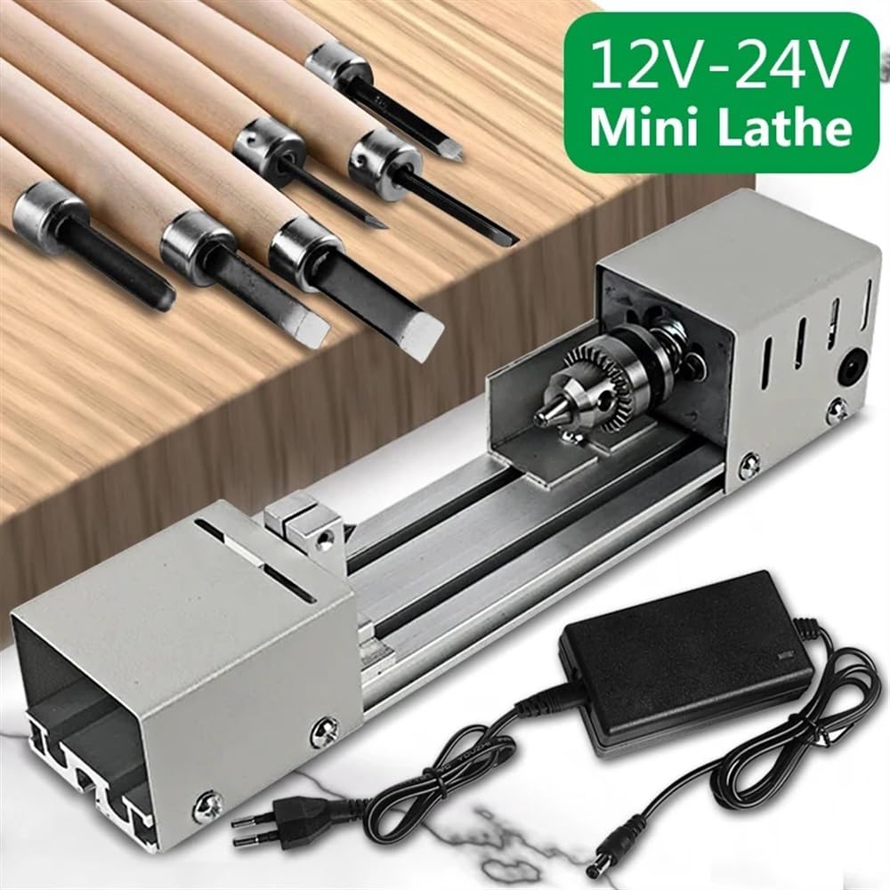 Mini torno de 12-24 V, torno de perlas en miniatura, torno de perlas for carpintería, taladro for madera, herramienta rotativa