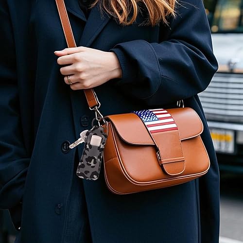 DMLSKY Lip Balm Holder Keychain, Cute Portable Key Chain Accessories for Lip Balm, Lip Gloss or Lipstick(Cow Print)