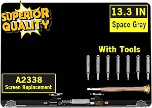 GBOLE Screen Replacement for MacBook Pro A2338 M1 2020 EMC 3578 Retina LCD Display Screen Full Assembly Complete Top Assembly 2560x1600 (Space Gray)