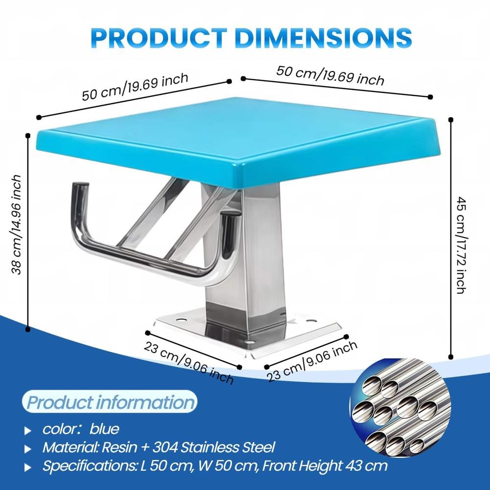 Tavola da immersione professionale resistente, in acciaio inox, superficie antiscivolo, piattaforma per immersioni carico 200 kg per competizioni in piscina