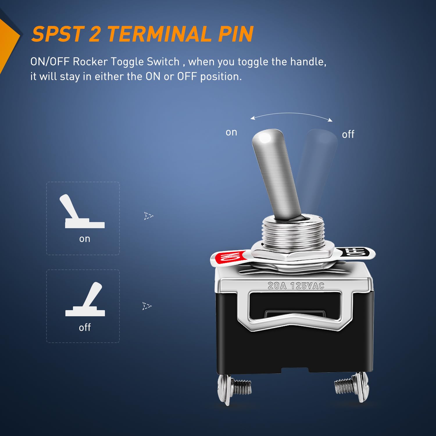 Snapklik.com : 90012E Heavy Duty Rocker Toggle 15A 250V 20A 125V SPST ...