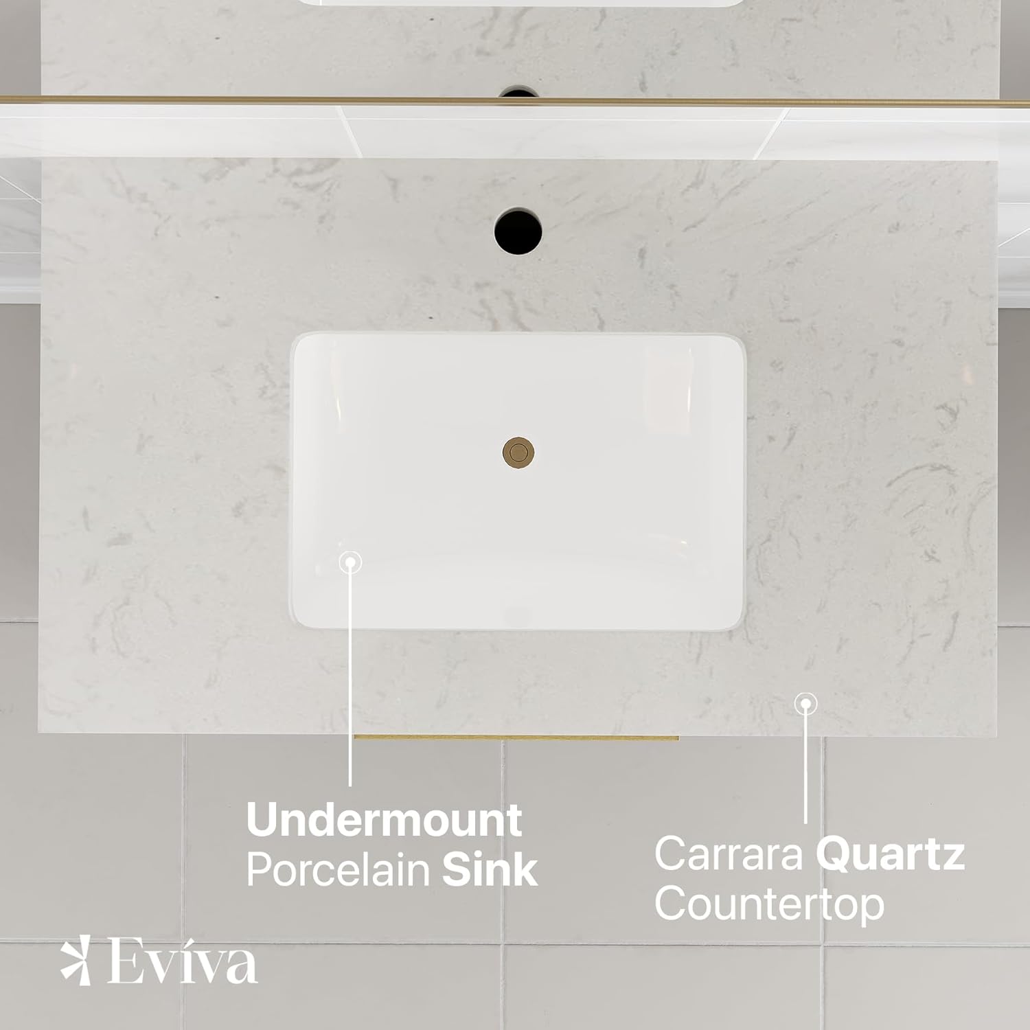 Eviva Curio 30 in. Dark Blue Single Sink Bath Vanity with Carrara Quartz Top and Undermount Porcelain Sink