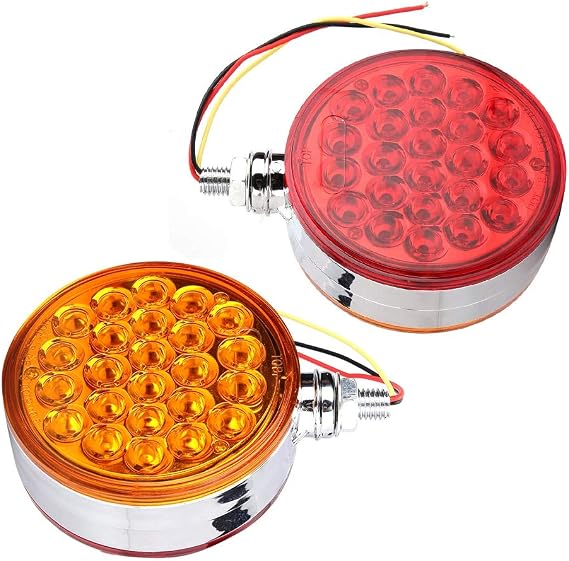 Aramox LED Marker Light, 48LED Double Face Single Stud Mount Side Marker Reflective Sealed Light for Trailer Truck