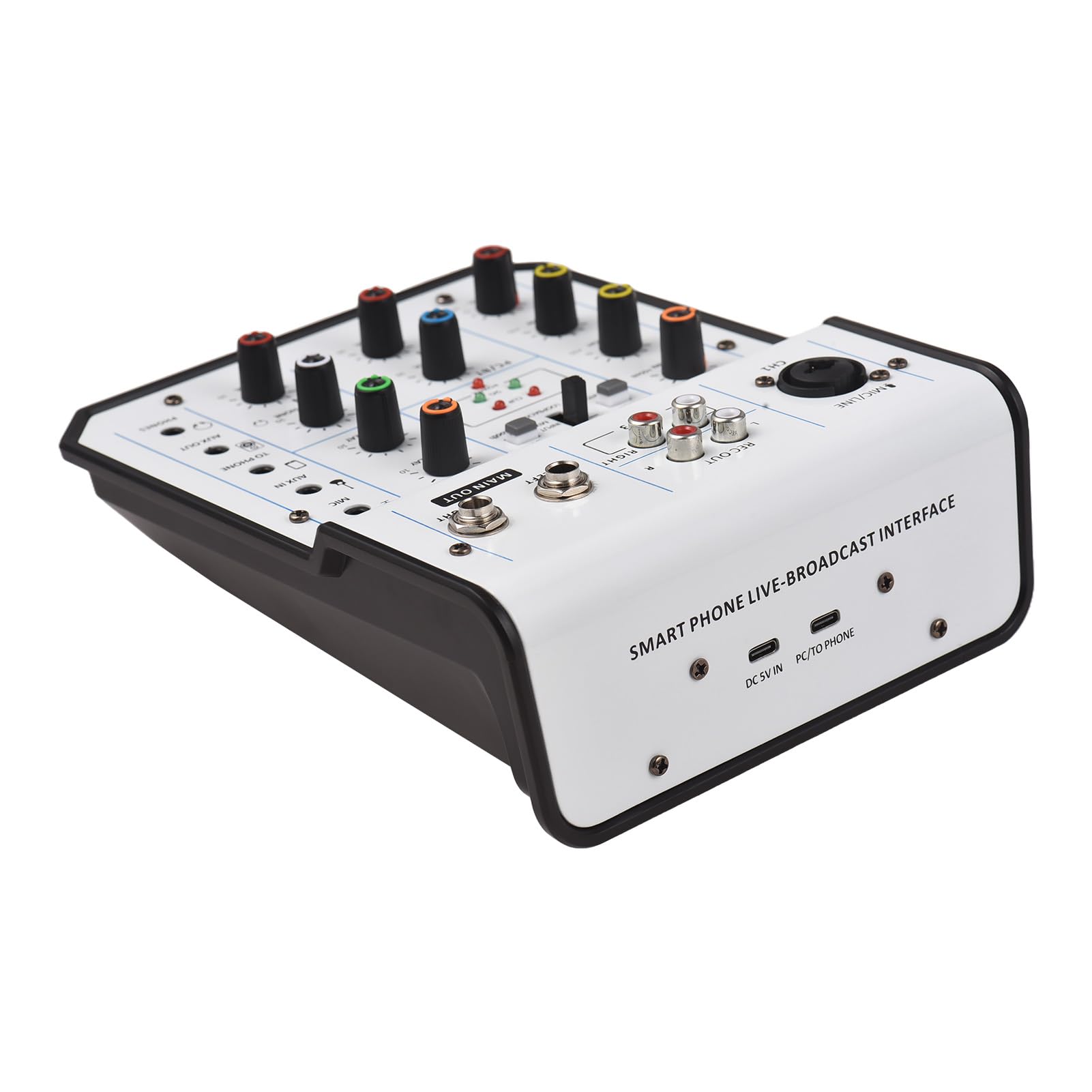 Walmeck 3-kanałowy Mikser Audio Przenośna Konsola Miksująca do Nagrywania w Domowym Studiu, Transmisja na żywo w Sieci DJ ze Złączami XLR/6,35 Mm/3,5 Mm, Wielofunkcyjny Profesjonalny