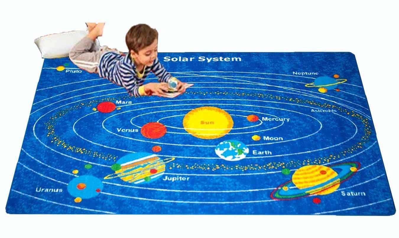 Mybecca Kids Rug Kids Solar System Area Rug Educational Alphabet Letter & Numbers 5' X 7' Childrens Area Rug - Non Skid Gel Backing (59