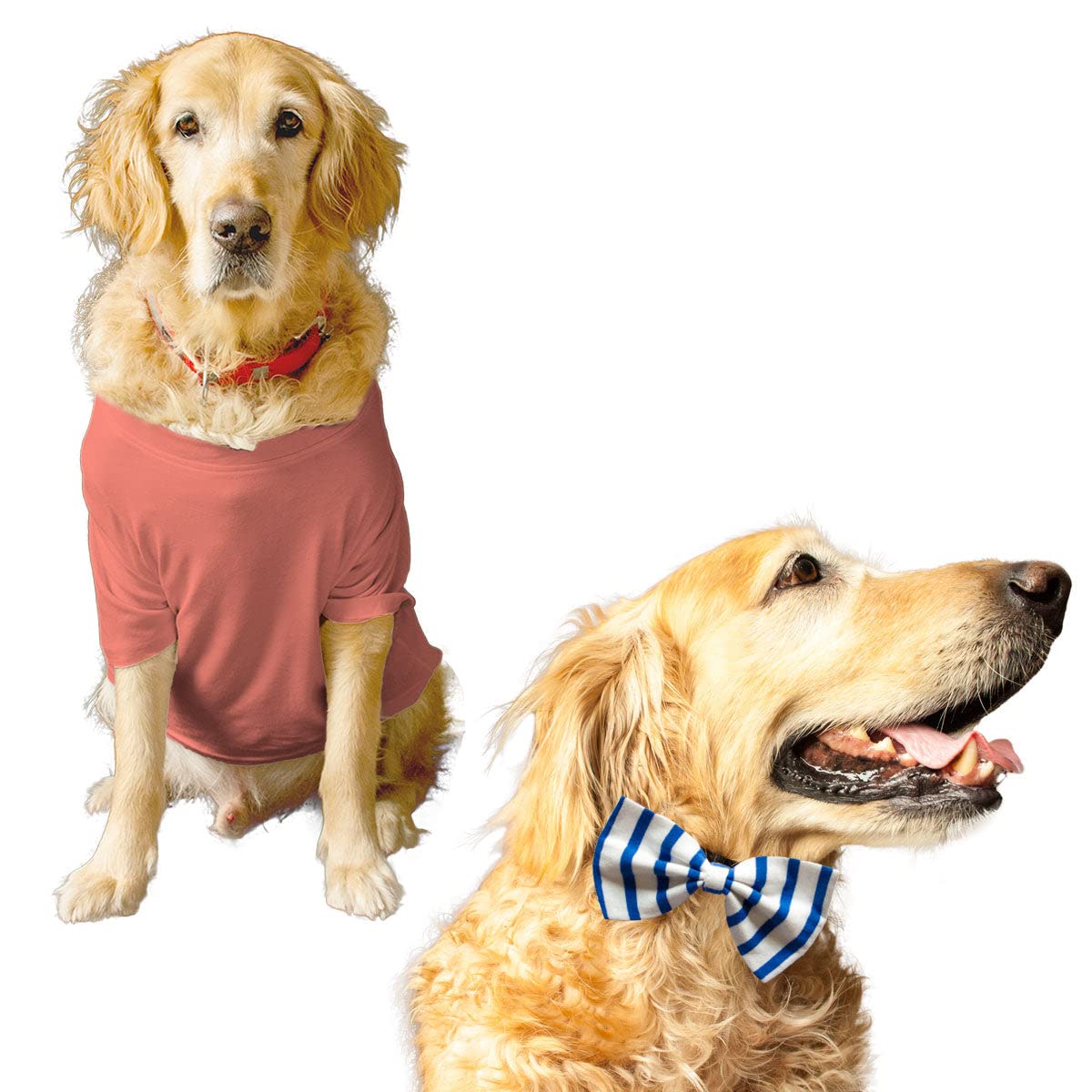 Ruse Basic Summer Dog T-Shirt Solid Pets Crew Neck & Blue Curacao Striper Bow Tie Half Sleeves Party Dress Set/Apparel/Clothes/Tees Gift for Dogs.X-Large (B09THCNSRV) Amazon Price History, Amazon Price Tracker