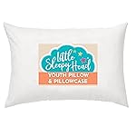 Little Sleepy Head Youth Pillow with Pillowcase 16x22, Soft Jumbo Toddler Pillow & Hypoallergenic Pillowcase - Best Kids Pillows for Sleeping, Perfect Kids Travel Pillow (White)