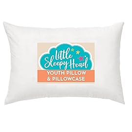 Little Sleepy Head Youth Pillow with Pillowcase 16x22, Soft Jumbo Toddler Pillow & Hypoallergenic Pillowcase - Best Kids Pillows for Sleeping, Perfect Kids Travel Pillow (White)
