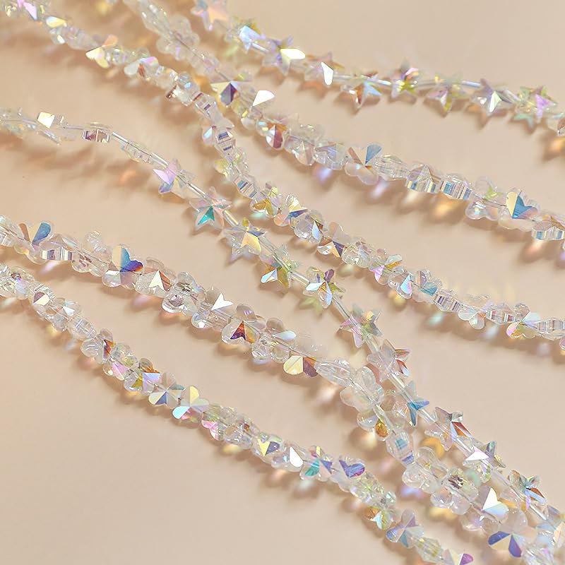 ONURTH 10/6mm 60-110 Uds. Cuentas de Cristal tridimensionales de Estrella de Mariposa para Hacer joyería, Pulsera, Pendientes, Cuentas de Cristal DIY para Manualidades