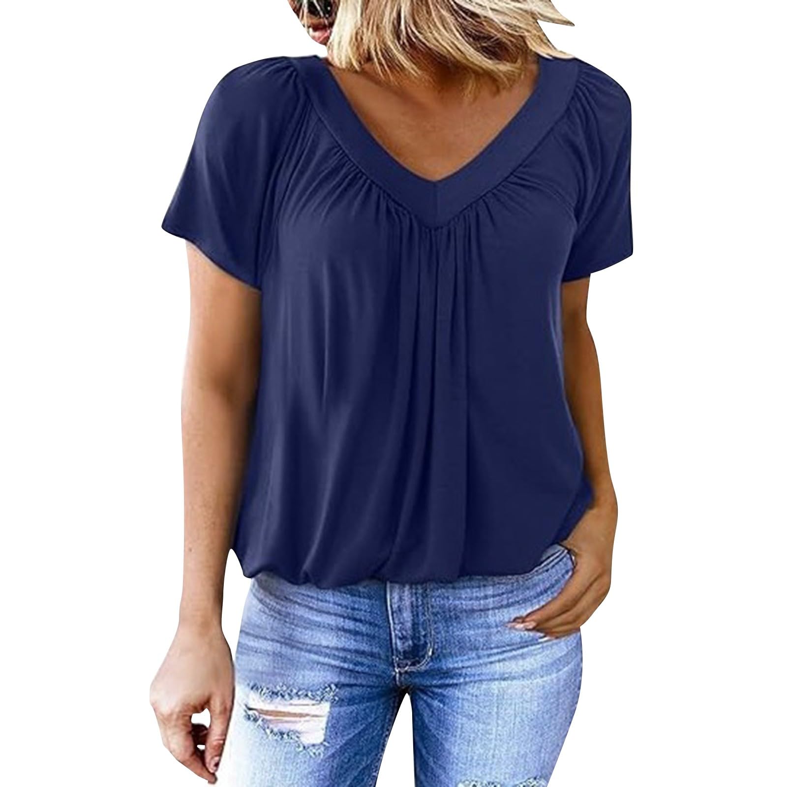 Tee shirt plissée decontracté pour masquer les rondeurs avec style - 7