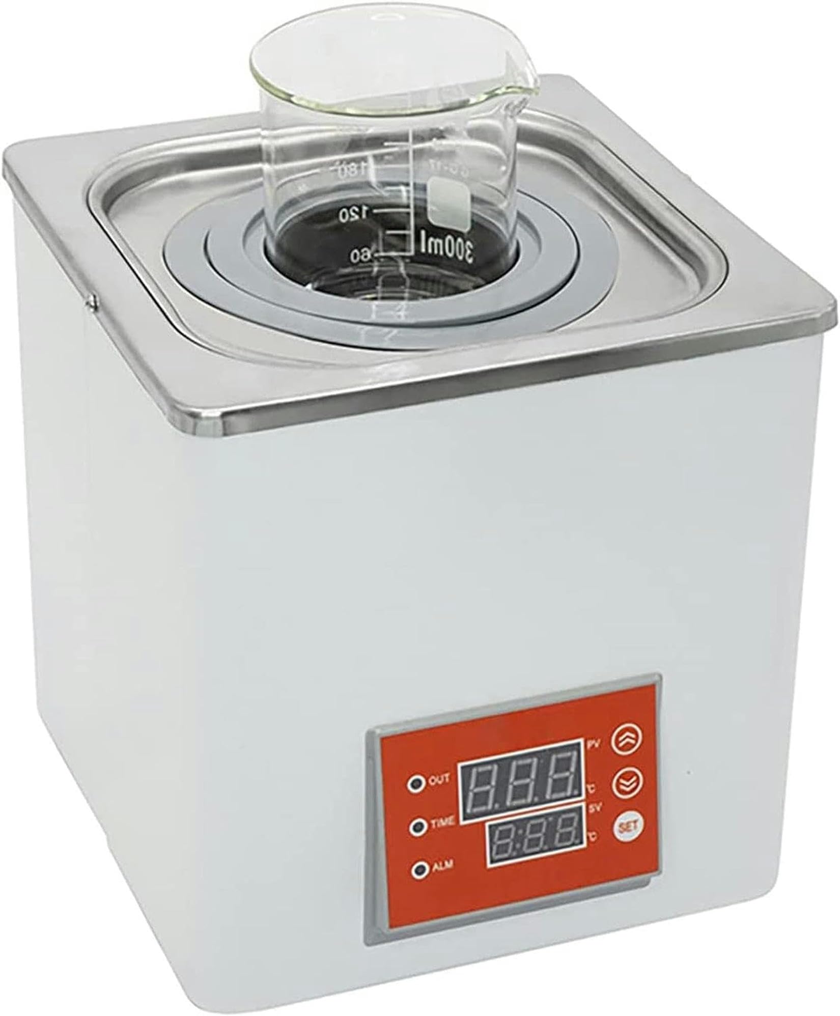 XENITE Bagnomaria da Laboratorio termostatico Digitale, previene l'ustione a Secco + con Aperture selezionabili + può Essere temporizzato, incrementi di 0,1°C, Temperatura Ambiente - 99,9°C, 2 Fori